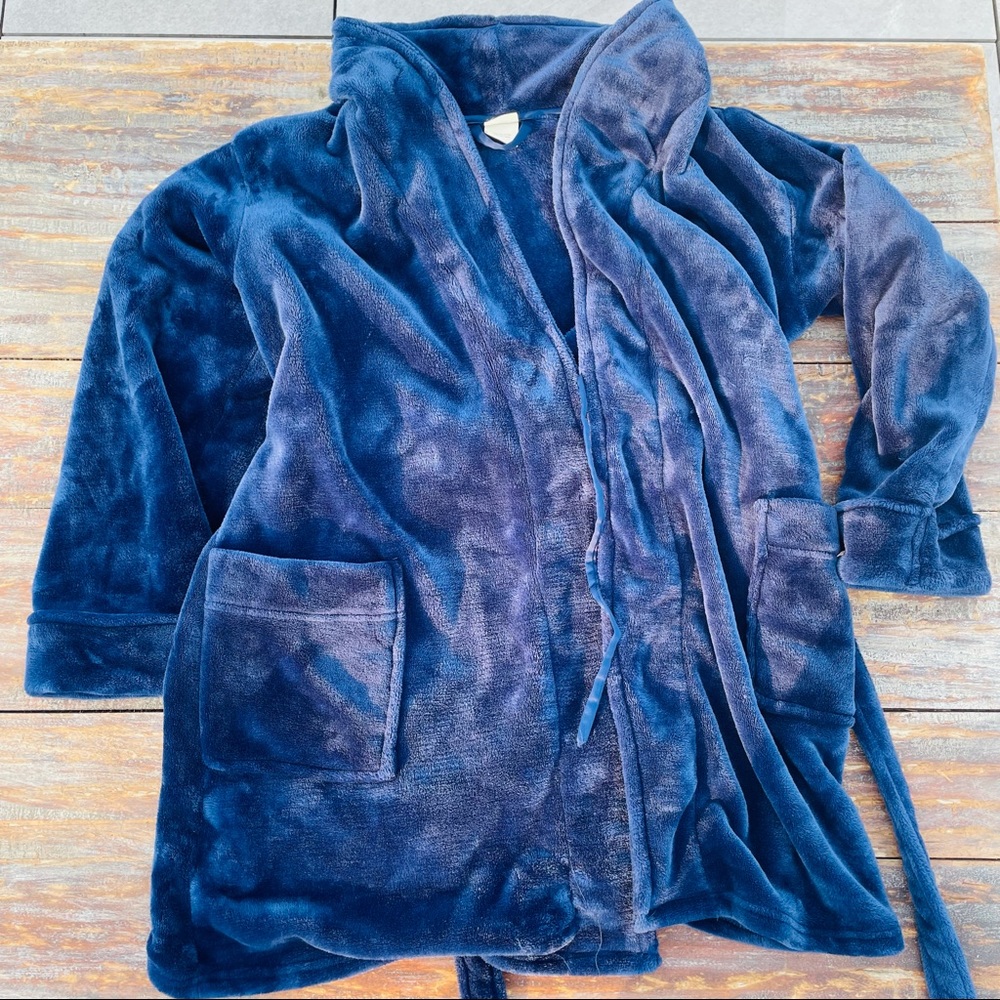 Soma Teddy Bear Very Thick Soft Plush Royal Blue Bath Robe